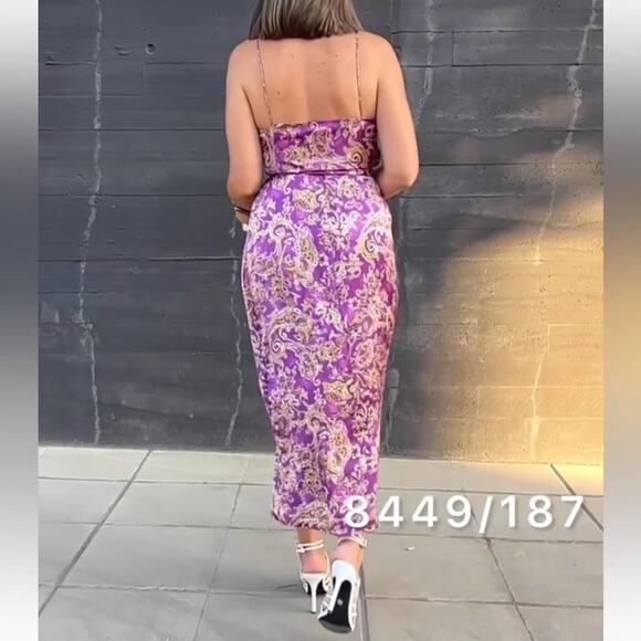 Zara SATIN EFFECT PRINT DRESS Size Small - Picture 6 of 16